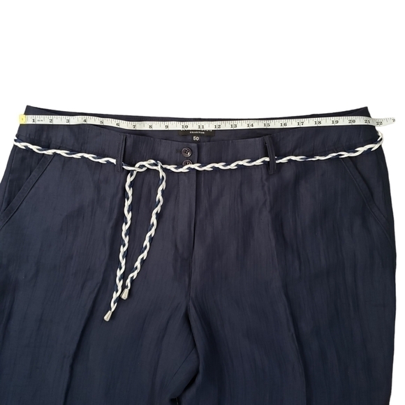 NWT Navy Blue Linen Blend Straight Leg Pants Lightweight Plus Size - Picture 8 of 9